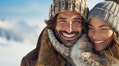 Woman lovingly kisses joyful man in a heartwarming and affectionate moment of happiness and delightの素材