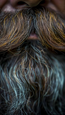 Close up of man s modern groomed mustache and beard, showcasing contemporary care techniquesの素材