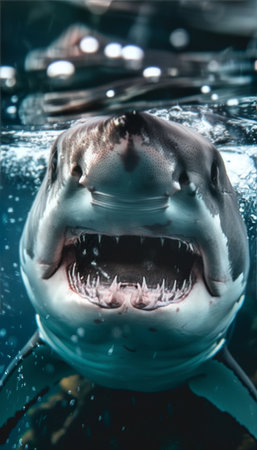Exploring underwater wilderness  majestic sea creatures in the vast blue ocean environmentの素材
