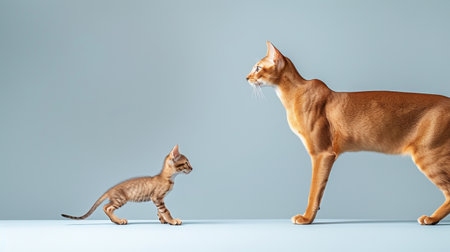 Bornean bay cat and kitten portrait with generous empty space on the left for adding textの素材