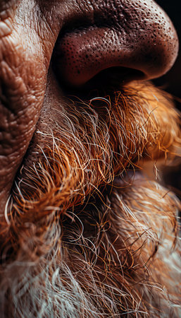 Close up portrait of man s well groomed mustache and beard showcasing contemporary grooming trendsの素材