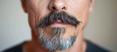 Modern man s groomed mustache and beard display contemporary care trends with text spaceの素材