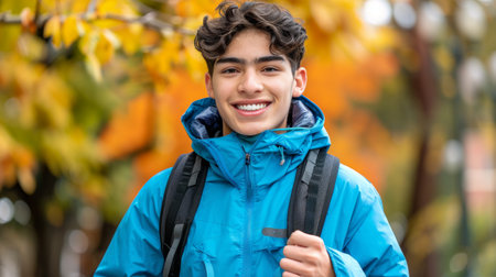 Energetic european youth  joyful and fit young man jogging and running for health and happinessの素材