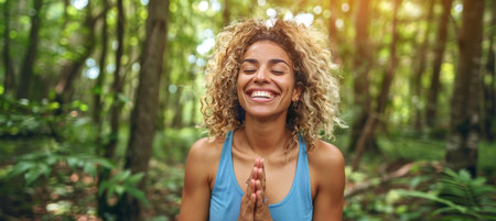 Active european woman participating in running and jogging for health and happinessの素材