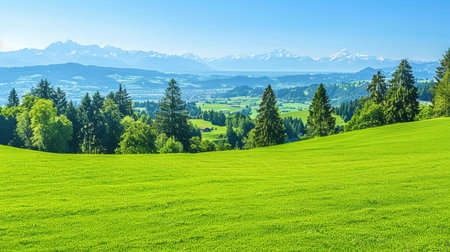 Swiss alps  majestic mountain range and lush valleys in serene countryside landscapeの素材