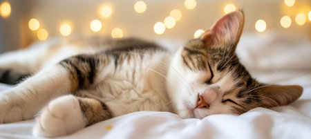 Sleepy cat napping in a cozy barn loft, peacefully resting in a comfortable rural settingの素材