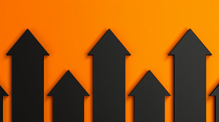 Dynamic financial growth arrows background with abundant space for convenient text placementの素材