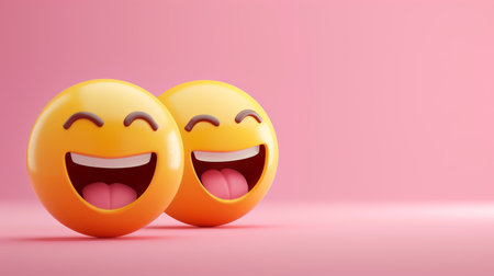 Vibrant 3d emoji collection showcasing joyful expressions against solid soft color backdropの素材