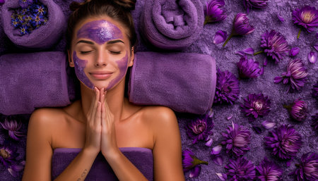 Serene spa scene  woman getting facial massage for rejuvenating beauty treatmentの素材