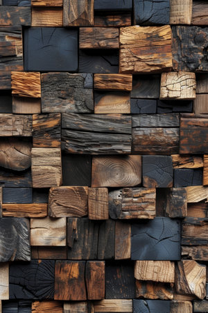 Brown wooden acoustic panels wall texture on wood background for interior designの素材