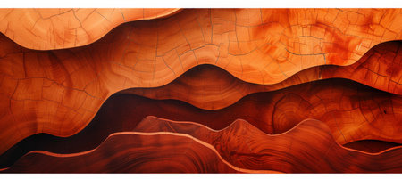 Organic wooden waves  abstract closeup of detailed brown wood art background textureの素材