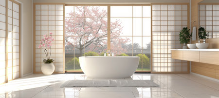 Minimalist zen  a serene and functional bathroom design for tranquility and efficiencyの素材
