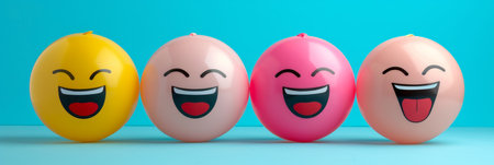 Background filled with cheerful and laughing emoticons for vibrant social media communicationの素材