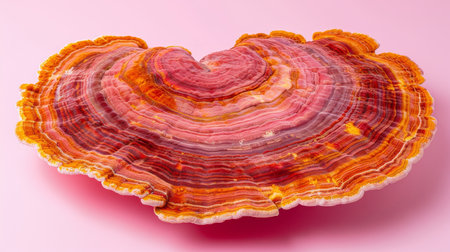 Reishi mushroom ganoderma lucidum on soft pastel background, natural health and wellness conceptの素材