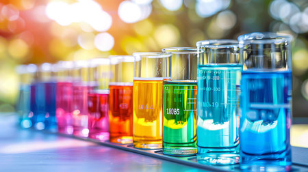 Medical test tubes with liquid in laboratory   concept of science and healthcare researchの素材