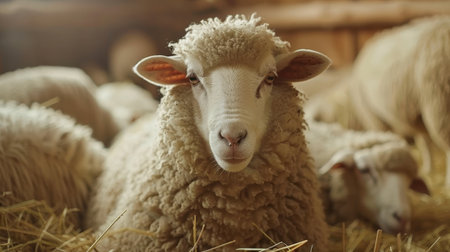 State of the art sheep shearing technology at work in a large scale sheep farming operationの素材