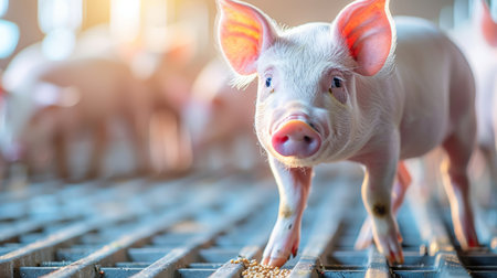 Efficient automatic feed system in large swine production unit catering to a group of pigsの素材