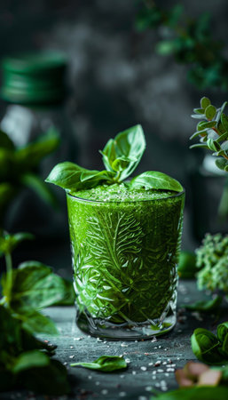 Selective focus on fruit smoothie  detox diet for vegetarian healthy eating conceptの素材