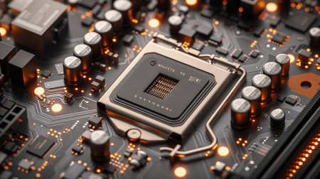 Electronic computer hardware circuit board structure background for technology conceptの素材