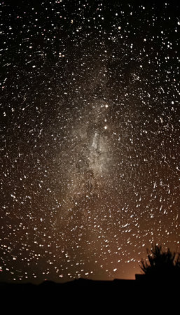 Enchanting long exposure reveals mesmerizing star trails in the captivating night skyの素材