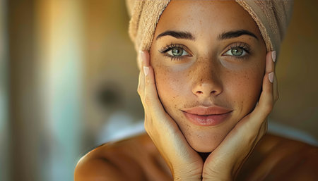 Young woman getting a relaxing facial massage at the spa for rejuvenating beauty treatment conceptの素材