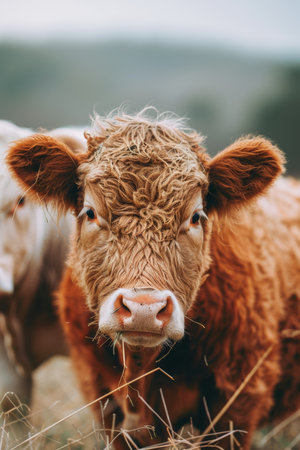 Automated cattle milking in advanced dairy facility on expansive farm for efficient productionの素材