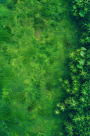 Serene aerial view of lush green farmland and agricultural fields in natural countrysideの素材