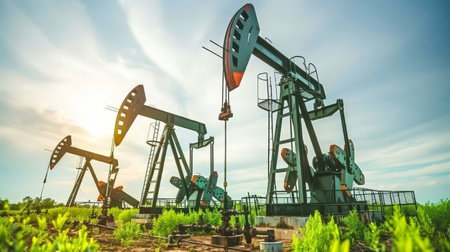 Integration of oil pump in agricultural landscape, uniting energy and farming practicesの素材