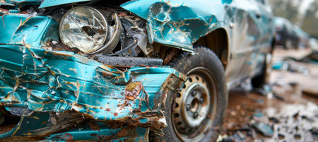 Vehicle accident on a remote country road, enhancing search relevance for car crash incidentsの素材