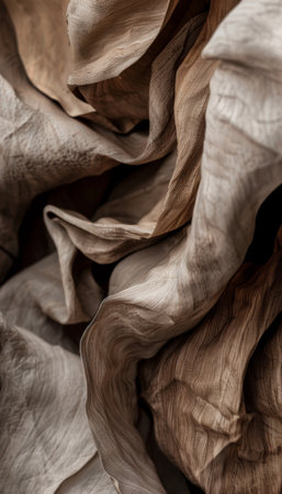 Detailed organic wooden waves closeup   brown wood art with waving waves textureの素材