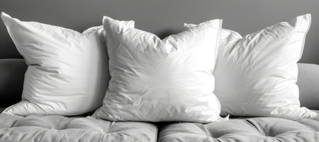 Modern white cushion mockup for bed with large pillow, ideal for aesthetic bedding brandingの素材