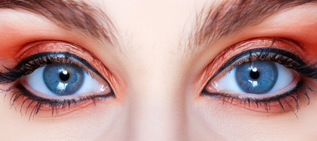 Softly blended editorial makeup in minimalist style with aesthetic eye colors for party ready modelの素材