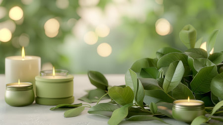 Eco friendly spa accessories on white background with space for text, still life compositionの素材