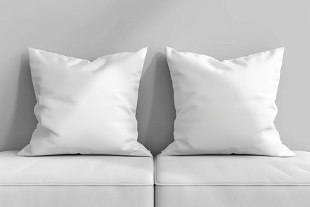 Modern white pillow mockup for bed  aesthetic cushion insert design for branding beddingの素材