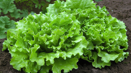 Healthy green lettuce flourishing in controlled greenhouse setting for optimal growthの素材