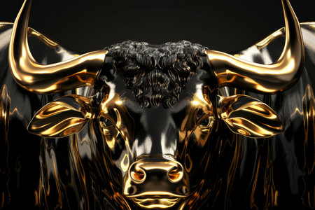 Gold and black bull vsbear financial infographic stock market chart award with copy spaceの素材