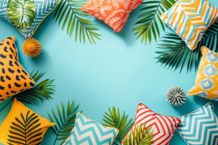 Vintage and modern decor styles on pastel background with space for text, ideal for interior designの素材