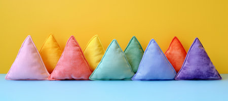 Vantage and modern decor styles for bedding and cushions on pastel background with copy spaceの素材