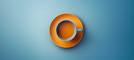 Office break with coffee on clean desk, relaxation concept, mockup on pastel backgroundの素材