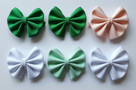 Stylish green and white ribbon bows for trendy and fashionable hair embellishmentsの素材