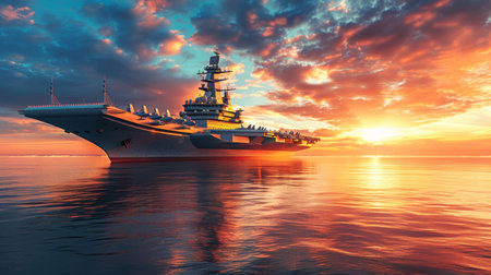 Military aircraft carrier launches fighter jets for special operation in warzoneの素材