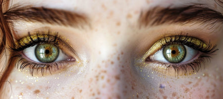 Subtle and elegant editorial makeup with softly blended aesthetic eye colors for a party lookの素材