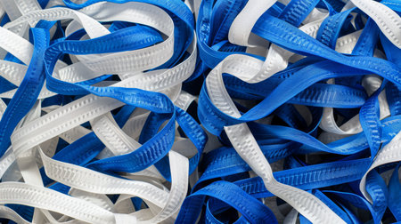 Elegant blue and white hair ribbons in coquette style for a chic and aesthetic lookの素材