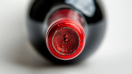 Single red wine bottle isolated on clean white background for optimal visibility in search resultsの素材