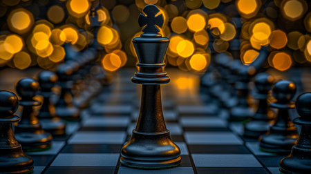 Chess pawns banner  symbolizing challenge, critical decisions, and strategic movesの素材