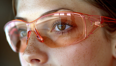 Intense focus  cyclist s eyes through sunglasses, symbolizing concentration in summer olympic gamesの素材