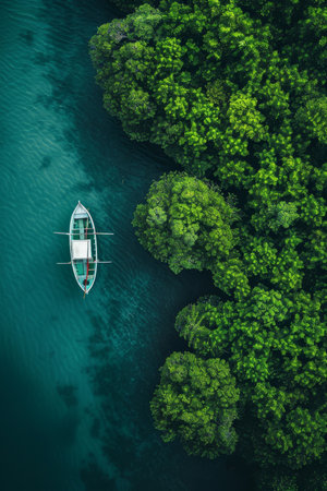 Aerial view of mangrove forest capturing co2 for carbon neutrality and net zero emissionsの素材
