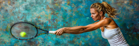 Empowered female tennis player epitomizing strength and professionalism in sportsの素材