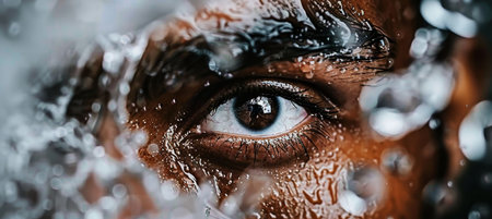 Intense emotion captured  athlete s sweat drenched face in summer olympic game matchの素材