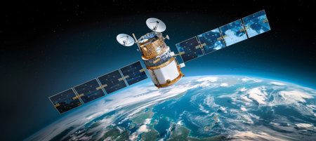 Cutting edge satellite for worldwide connectivity and precise gps navigation capabilitiesの素材